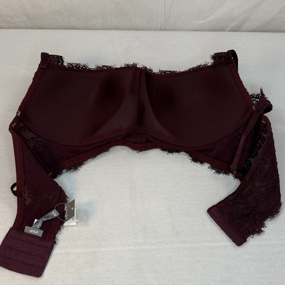 NWT Aerie Lace Longline Bralette Burgundy Size M - Picture 4 of 10